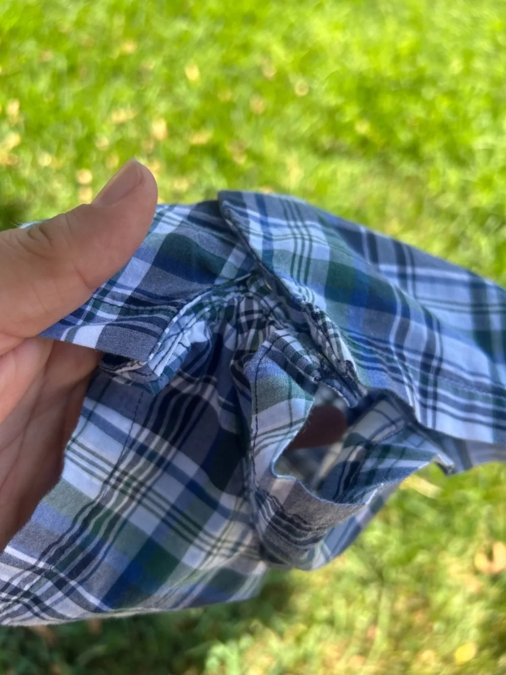 Ralph Lauren Navy, White & Green Plaid Short-Sleeve Romper